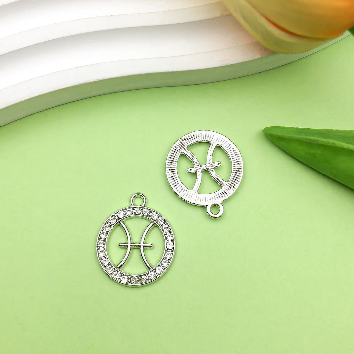 Zodiac Signs Silver Color CZ Charm Finding for DIY Jewelry Making
