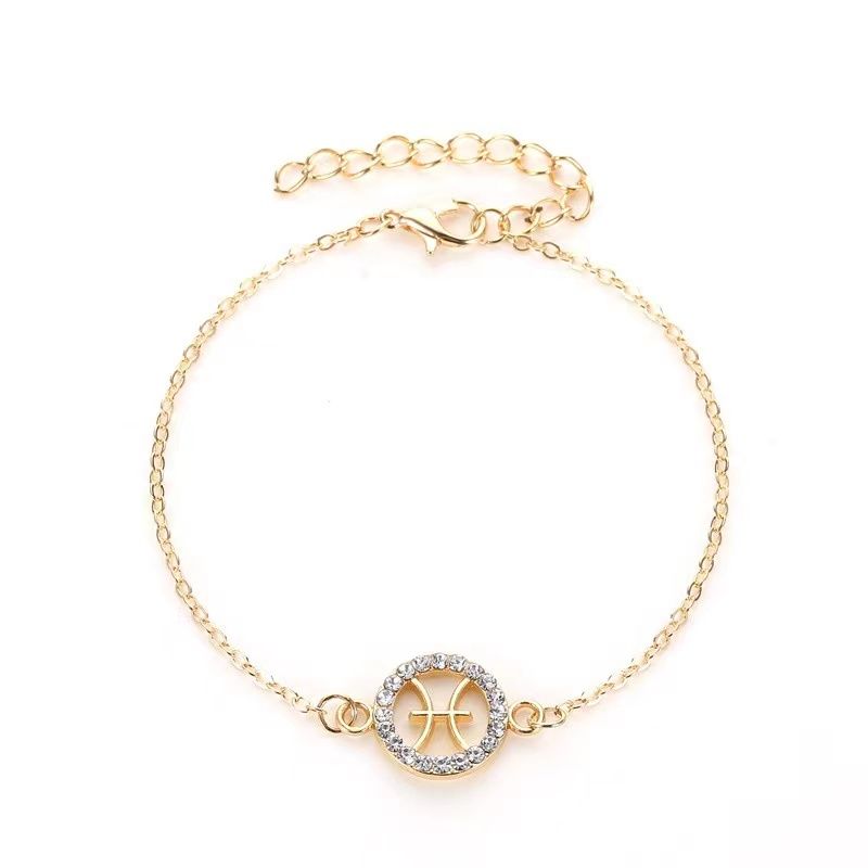 Zodiac Signs CZ Gold Color Bracelets for Everyday Wear