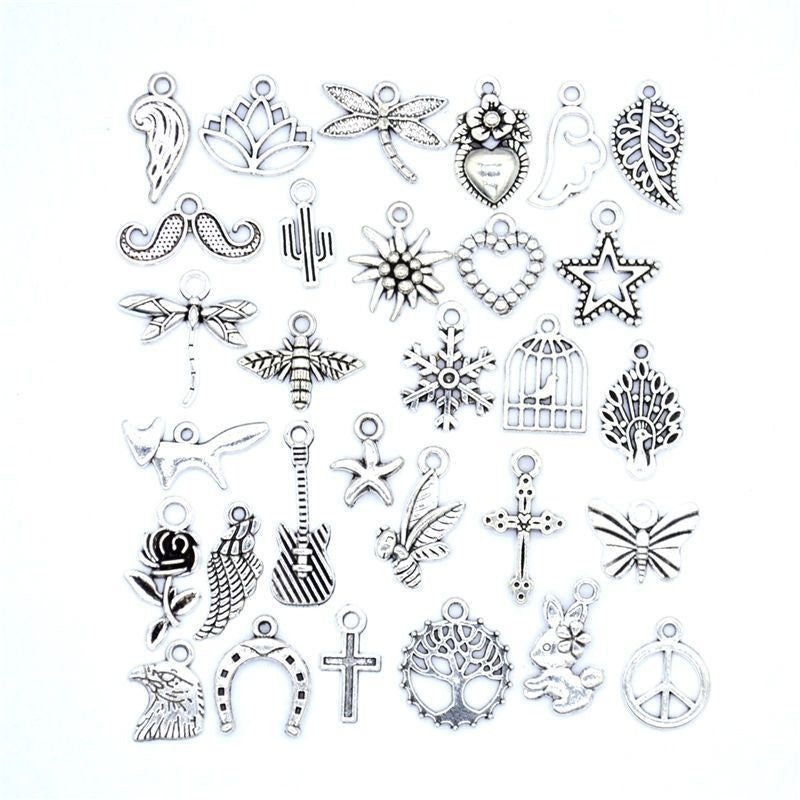30PCS Assorted Prewter Charms for Jewelry Making