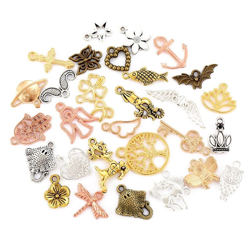 30PCS Assorted Prewter Charms for Jewelry Making