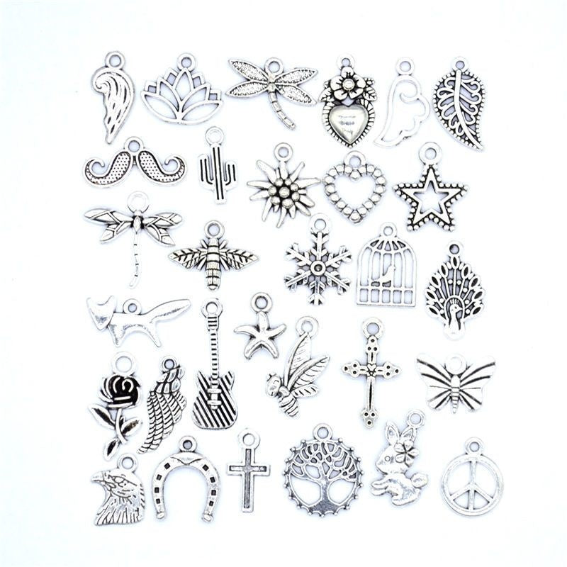 30PCS Assorted Prewter Charms for Jewelry Making