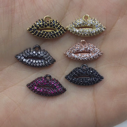 1PCS Brass Cubic Zirconia Lip Pandant