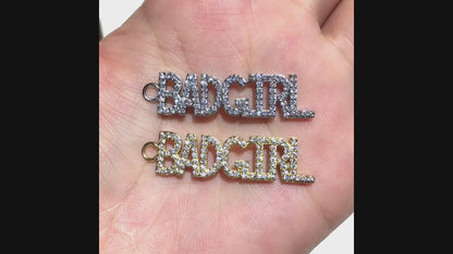 1PCS Brass Cubic Zirconia Vocabulary Slogan Charm