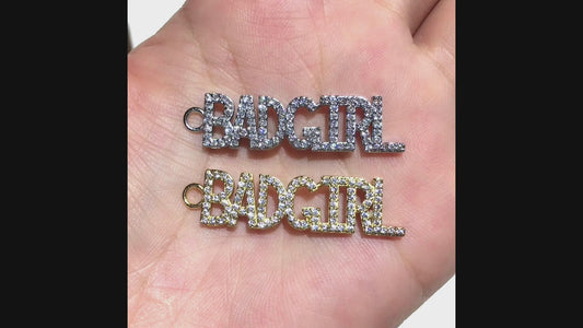 1PCS Brass Cubic Zirconia Vocabulary Slogan Charm