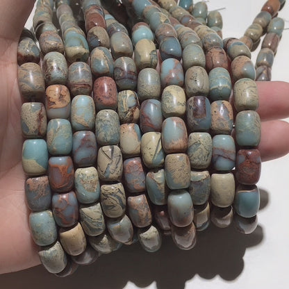 Bucket Shape Snake Skin Jasper Beads