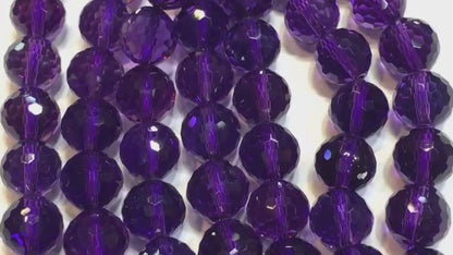 Faceted Round Piezoelectric Amethyst Beads