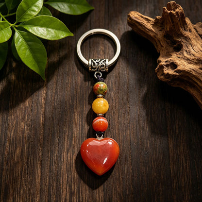 Healing Crystal Heart Shape Keychains Set