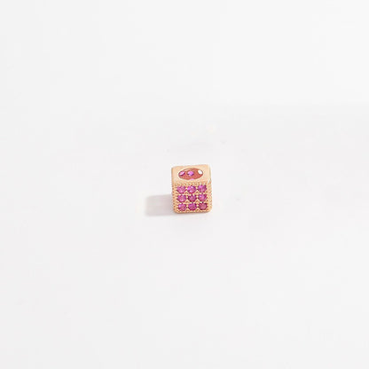 1Pcs Brass Cubic Zirconia Square Spacer Beads