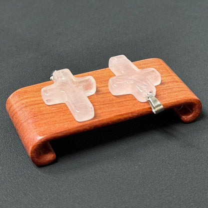 Healing Crystal Flat Cross Shape Pendant Necklace 1PC
