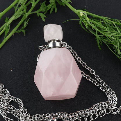 Healing Crystal Freefrom Shape Perfume Pendant Necklace