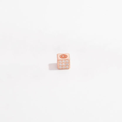 1Pcs Brass Cubic Zirconia Square Spacer Beads