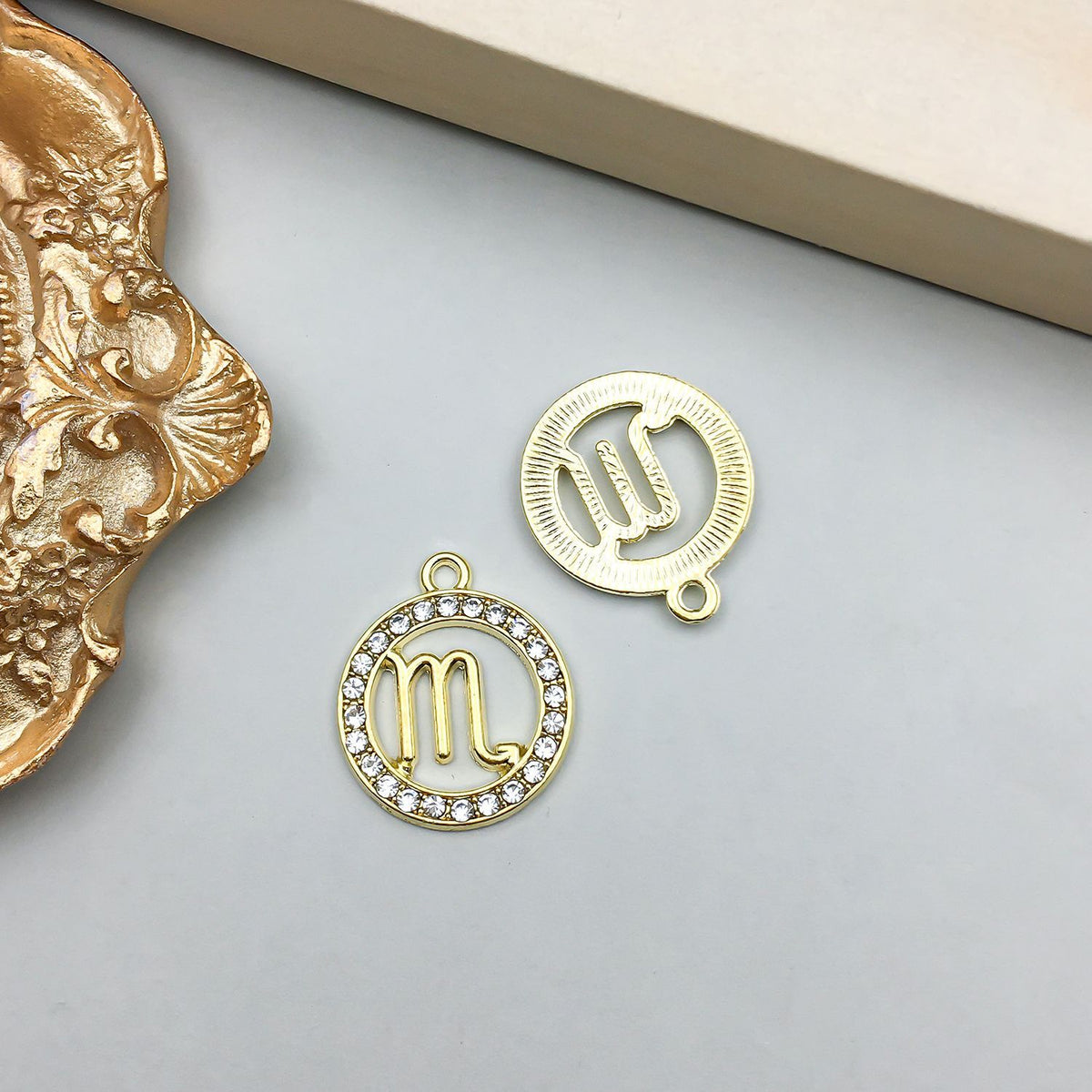 Zodiac Signs Gold CZ Charm Finding for DIY Jewelry Making