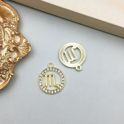 Zodiac Signs Gold CZ Charm Finding for DIY Jewelry Making