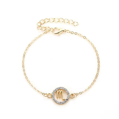 Zodiac Signs CZ Gold Color Bracelets for Everyday Wear