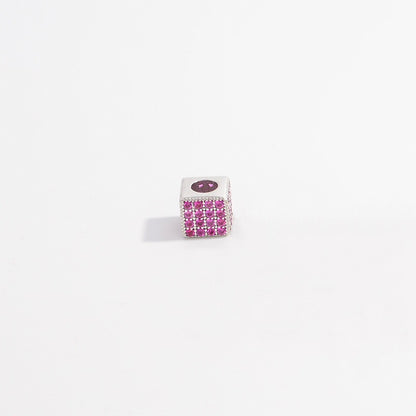 1Pcs Brass Cubic Zirconia Square Spacer Beads