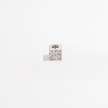 1Pcs Brass Cubic Zirconia Square Spacer Beads