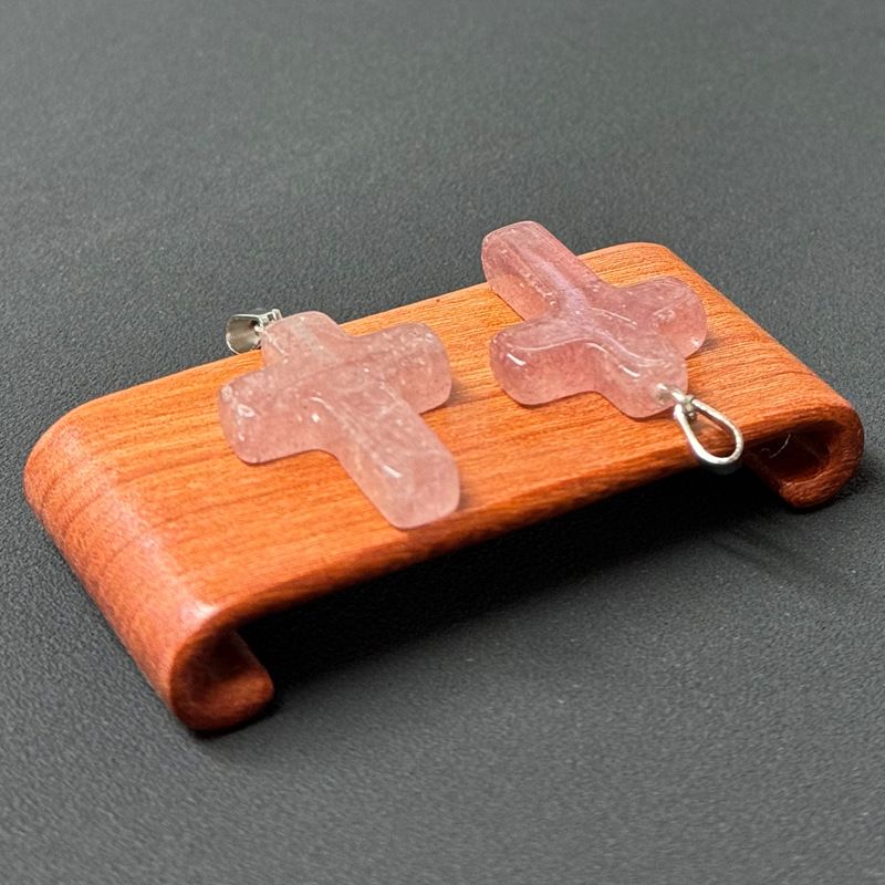 Healing Crystal Flat Cross Shape Pendant Necklace 1PC