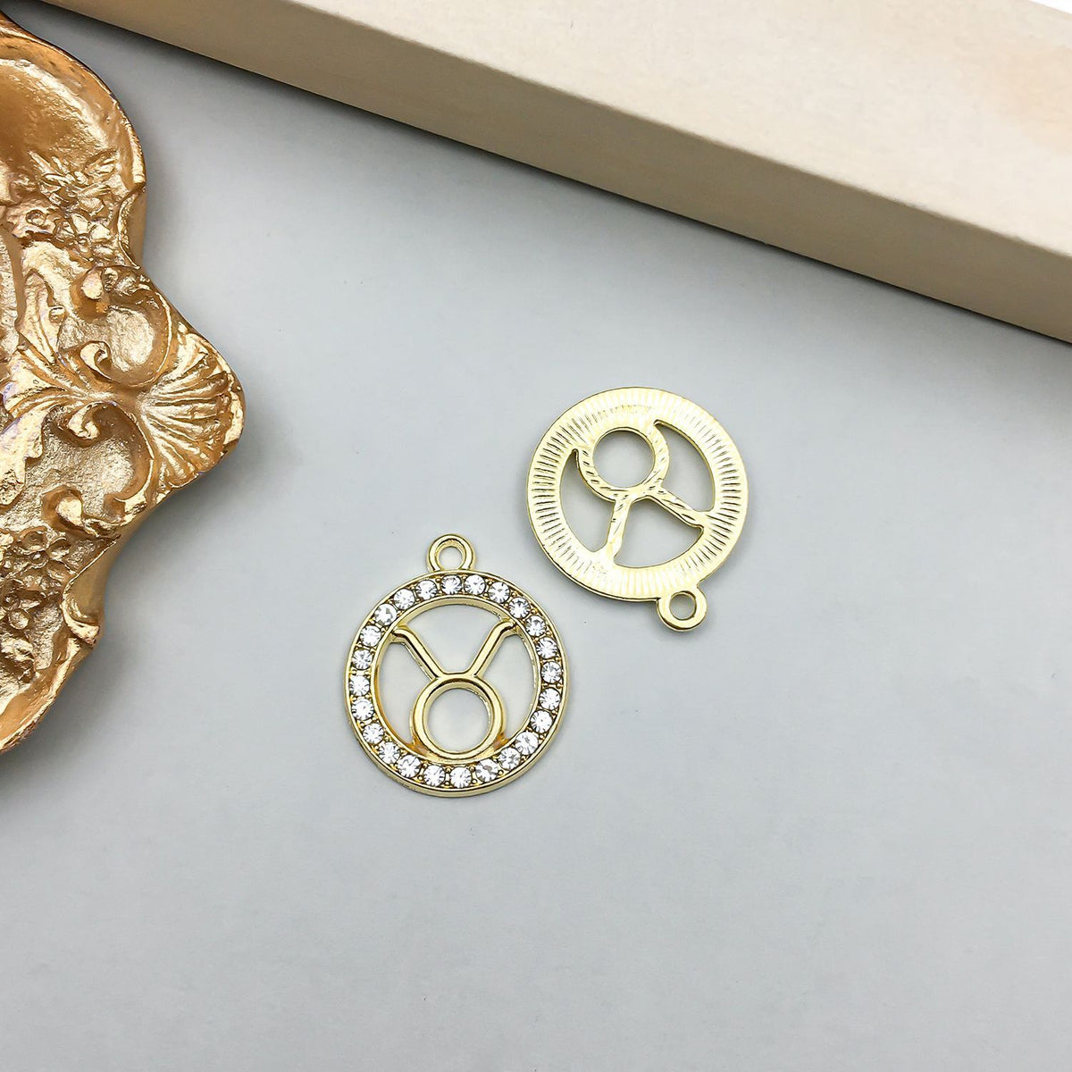 Zodiac Signs Gold CZ Charm Finding for DIY Jewelry Making