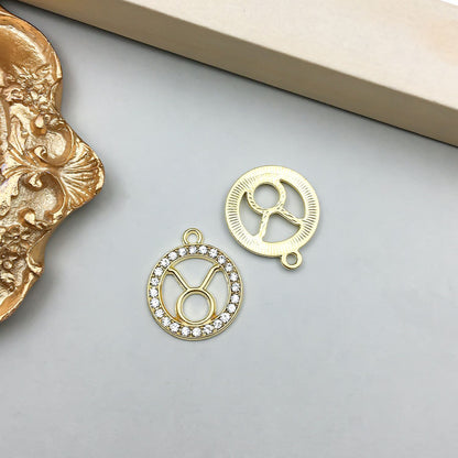 Zodiac Signs Gold CZ Charm Finding for DIY Jewelry Making