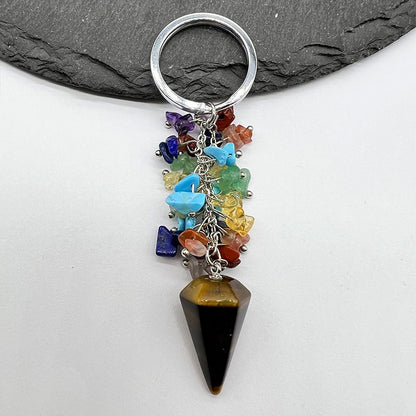 Healing Crystal Energy Point Keychains Set