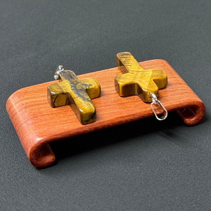 Healing Crystal Flat Cross Shape Pendant Necklace 1PC