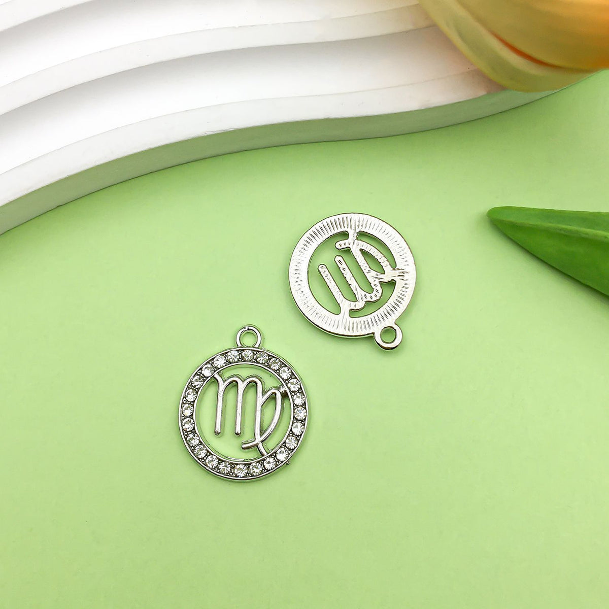 Zodiac Signs Silver Color CZ Charm Finding for DIY Jewelry Making