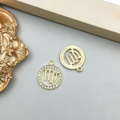 Zodiac Signs Gold CZ Charm Finding for DIY Jewelry Making