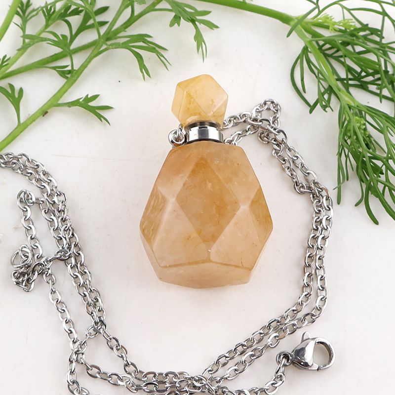 Healing Crystal Freefrom Shape Perfume Pendant Necklace