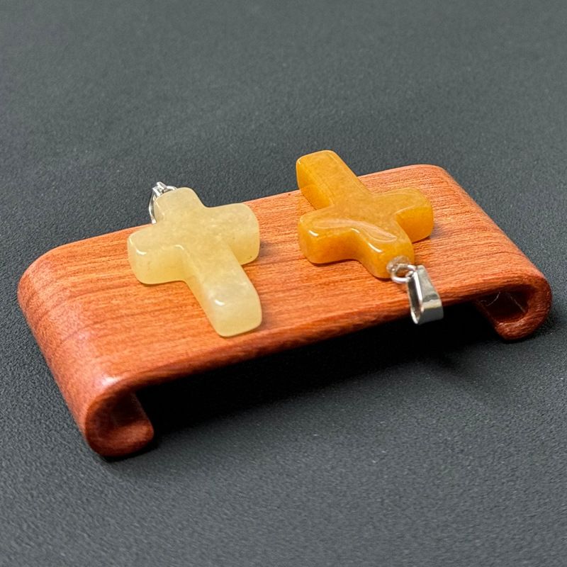 Healing Crystal Flat Cross Shape Pendant Necklace 1PC